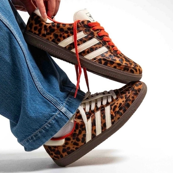 adidas Shoes - Adidas Women's Leopard Print Sneakers with Red Accents